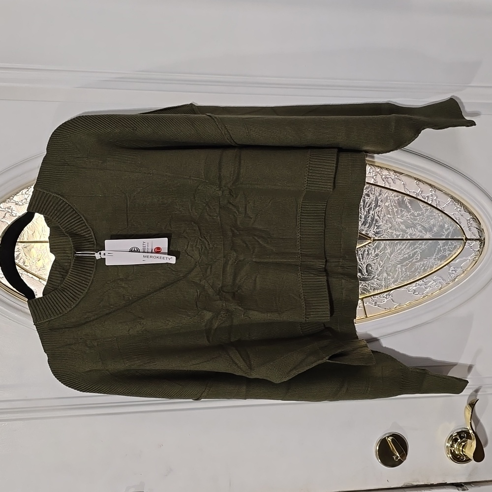 Merokeety crew neck cropped sweater